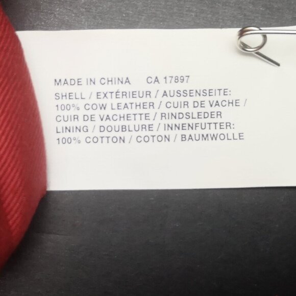 Gap 100% Cowhide Leather Red Wristlet with Deerskin Size M/L Red Gloves - Picture 8 of 10